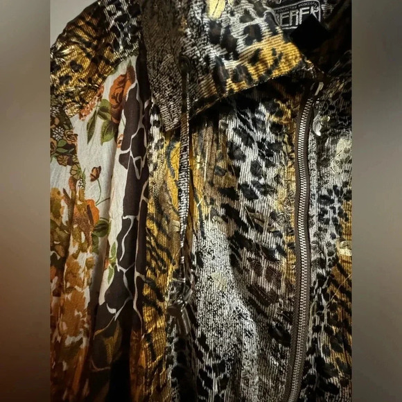 Berek women’s Animal Print jogger zipup wind breaker Satin Jacket XL lightweight - Picture 4 of 8